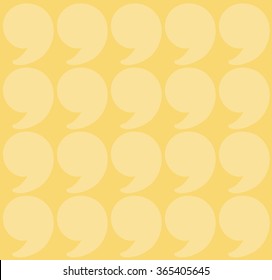 Yellow Quotation Marks. Quote Background. Seamless Pattern. Beige Shade