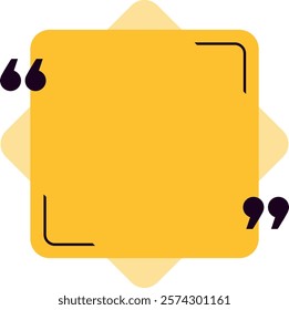 Yellow quote box with quotation marks inviting to write text over a light yellow background, ideal for social media posts or website testimonials
