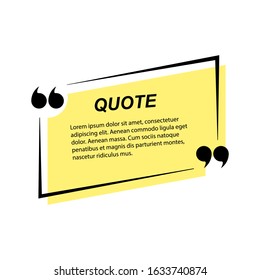 Yellow quote speech bubble template on white background. Vector illustration.