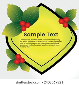 Yellow Quote Text Box with Red Berries and Green Leaf