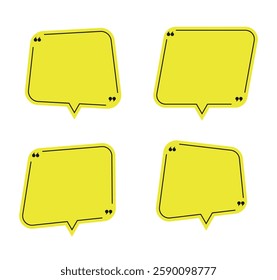 Yellow quotes frame bubble speech box isolated on white. Vector illustration