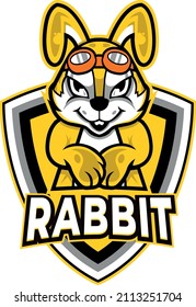 The yellow rabbit stared intently. 3D Illustration.