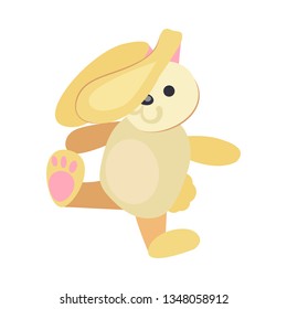 Yellow rabbit toy illustration. Cute, playing, srping. Newborn concept. Vector illustration can be used for topics like child, children stuff, toy market