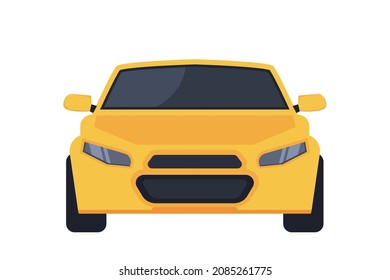 Yellow Racing Car front view. Vector automobile icon