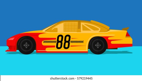 Yellow Racing Car Is Ready To Race On Race Track