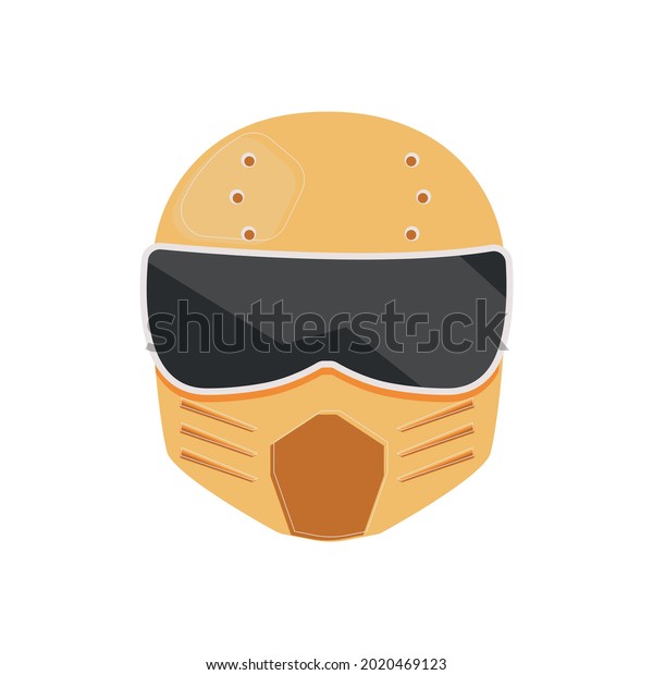 Yellow\
racing helmet in flat style vector\
illustration