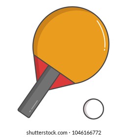 Yellow racket and ball for ping-pong in flat design. Table tennis in
modern style vector illustration. Isolated on white background. Ping-pong and ball set.