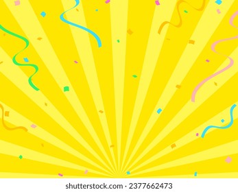 Yellow radial background with flying crackers