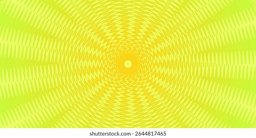 Yellow radial burst background with circular motion and wavy zigzag lines. Abstract sun-inspired design ideal for pop art, retro comics, and energetic themes. eps 10