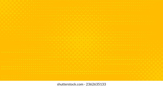 Yellow radial halftone background. Retro comic grain pixel texture. Pixel dot cartoon wallpaper