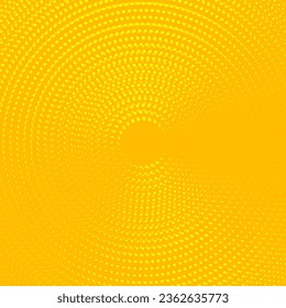 Yellow radial halftone background. Retro comic grain pixel texture. Pixel dot cartoon wallpaper