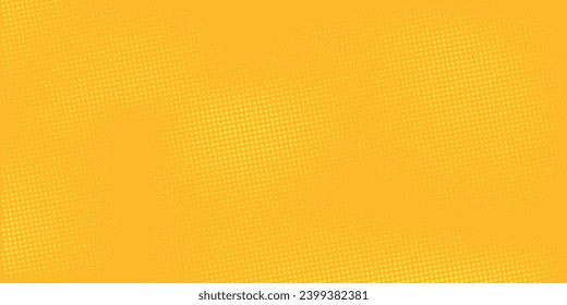 Yellow radial halftone background. Retro comic grain pixel texture. Pixelated dots cartoon wallpaper. Pop art fading wavy gradient pattern.