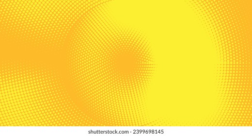 Yellow radial halftone background. Retro comic grain pixel texture. Pixel dot cartoon wallpaper