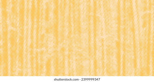 Yellow radial halftone background. Retro comic grain pixel texture. Pixelated dots cartoon wallpaper. Pop art fading wavy gradient pattern.