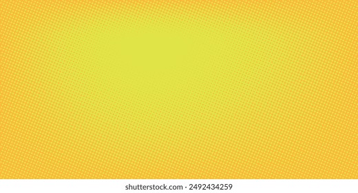 Fondo de semitono radial amarillo. Textura de píxel de grano cómico retro. Fondo de pantalla de dibujos animados. Vector