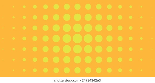 Yellow radial halftone background. Retro comic grain pixel texture. Pixel dot cartoon wallpaper. vector