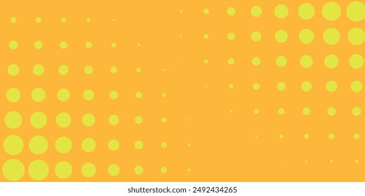 Fondo de semitono radial amarillo. Textura de píxel de grano cómico retro. Fondo de pantalla de dibujos animados. Vector