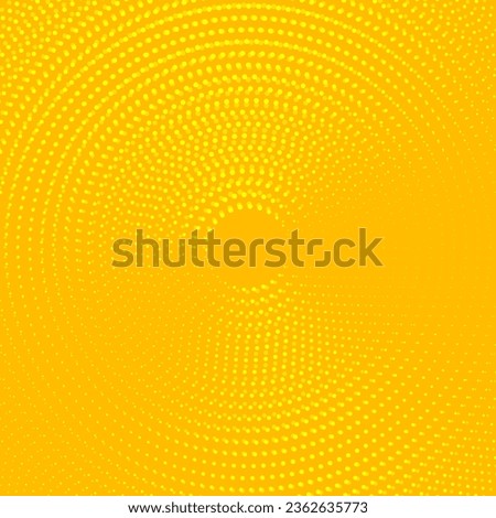 Yellow radial halftone background. Retro comic grain pixel texture. Pixel dot cartoon wallpaper