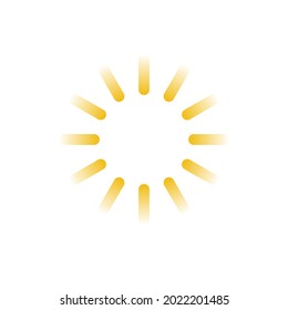 Yellow Radial sunset icon. Vector illustration. Golden sun rays logo.