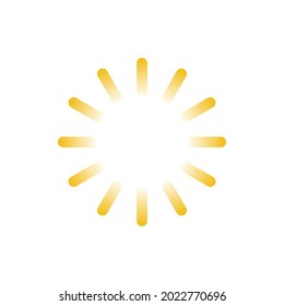 Yellow Radial sunset icon. Vector illustration. Golden sun rays logo.