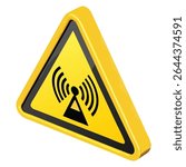 Yellow radiation hazard warning sign safety precaution danger caution alert attention symbol isolated object