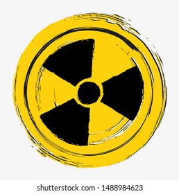 Yellow radiation sign. vector icon