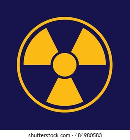 Yellow radiation sign vector icon. Blue background
