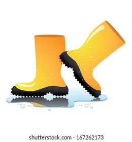 Yellow rain boots. EPS 10 vector. grouped for easy editing. No open shapes or paths.