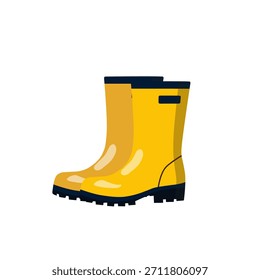 Chubasquero amarillo en estilo plano para los temas de la temporada de lluvias. Ideal para gráficos de Clima, iconos de ropa, contenido estacional y microstock.