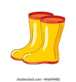 Yellow rain boots. Vector illustration.