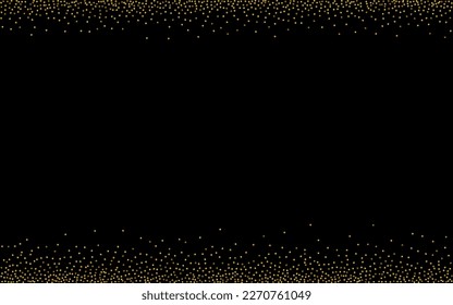Yellow Rain Bridal Vector Black Background. Anniversary Round Postcard. Shiny Sparkle Christmas Wallpaper. Splash Falling Invitation.