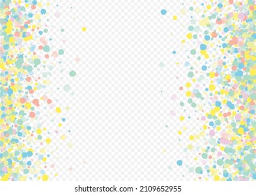 Gelber Regen, Karneval, transparenter Hintergrund. Happy Shine Postcard. Carnaval Confetti Einladung. Pastellfarben-Schaltkreis-Design.
