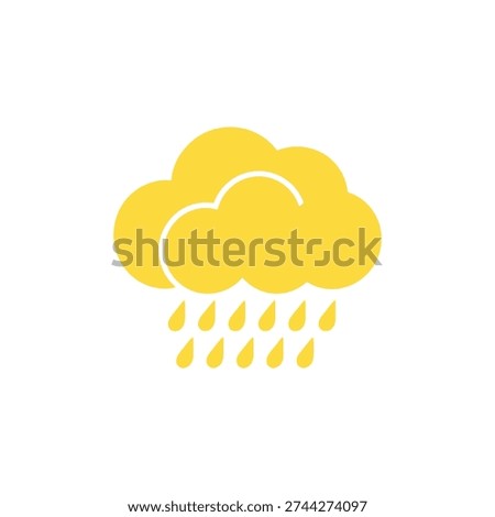 Yellow rain cloud with raindrops weather