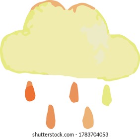 Yellow Rain Cloud Vector Illustration