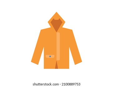 Abrigo de lluvia amarillo. Ilustración plana simple
