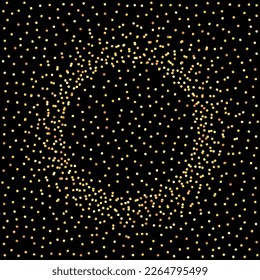 Yellow Rain Festive Vector Black Background. Isolated Sparkle Wallpaper. Gold Glow Falling Design. Dot Effect Banner.