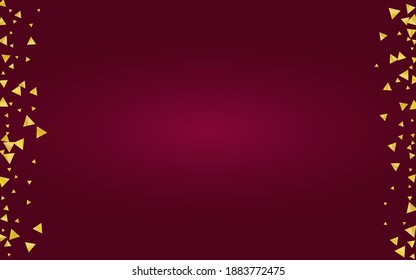 Yellow Rain Glamour Burgundy Background. Modern Glow Design. Gold Dust Shiny Banner. Shine Christmas Backdrop.