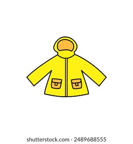 chaqueta de lluvia amarilla con capucha y bolsillos. arte de Clip de Vector 