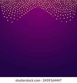Yellow Rain Light Vector Purple Background. Happy Circle Backdrop. Shiny Round Falling Background. Polka Bridal Illustration.