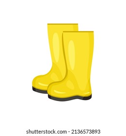 Yellow rain rubber boots icon. Vector simple flat illustration.