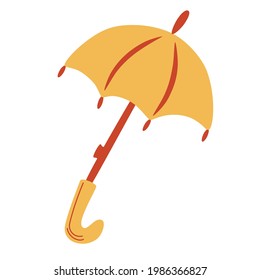 Yellow rain umbrella. Autumn rainy day. Accessory for autumn. Vector flat illustrations. Isolated against white background