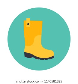 Yellow rainboots flat icon isolated on blue background. Simple rainboots sign symbol in flat style. Autumn element Vector illustration for web and mobile design.