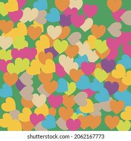 Yellow Rainbow Colorful Trendy Detailed Fabric. Purple Violet Hearts Love Confetti Vector Art. Warm Bright Pastel Saint Valentine Modern Design. Pink Blue Simple Romantic Wedding Art.