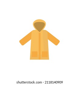 Yellow raincoat isolated on white background.