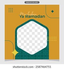 Yellow Ramadhan Twibbon Template. Suitable for Greetings and Campaigns
