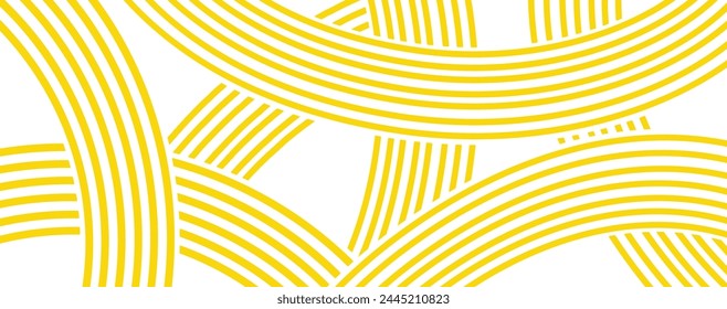 Patrón de ramen amarillo sobre fondo blanco. Patrón abstracto de onda. Anuncio de Vector