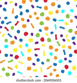 Confetti al azar amarillo. Marco de fondo rosa brillante. Punto Polka. Concepto De Punto De Halftone Eps. Fondo de color del arcoiris feliz. Icono de la cosecha sin inconvenientes. Efecto Pequeño Patrón De Bebé. Diversión del vector abstracto.