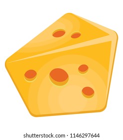 A yellow rat food dairy product triangle with holes inside, cheese icon