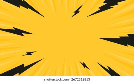 Rayos amarillos con el Vector negro del fondo del trueno