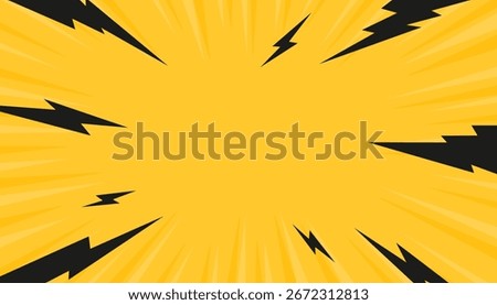 yellow ray with black thunder background vector